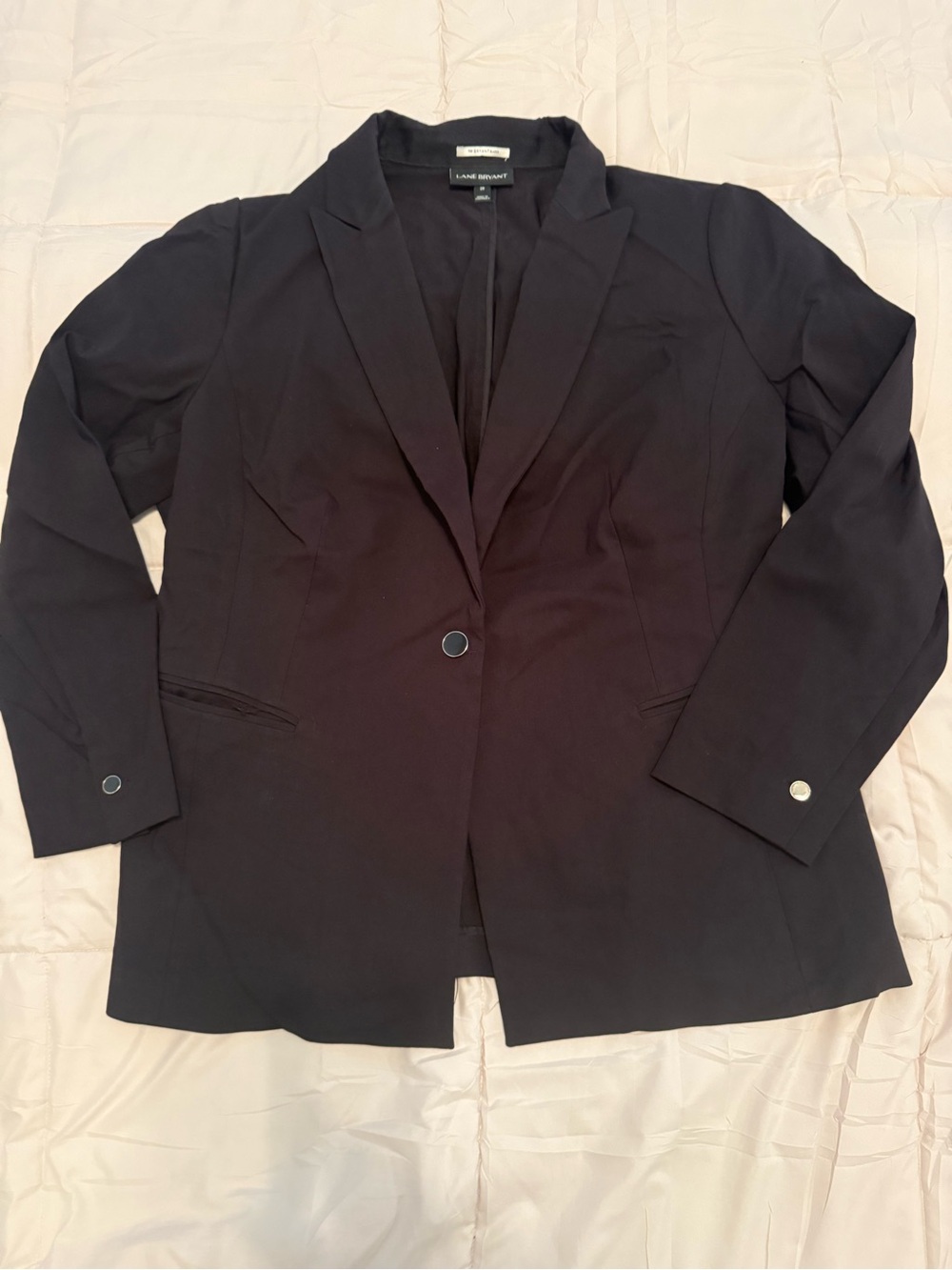 Lane Bryant Black Single-Button Notch-Lapel Blazer